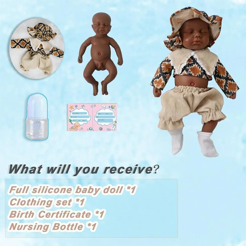🆕12 inch Realistic Full Body Silicone Closed Eyes Newborn Daniel-Tan Baby Boy